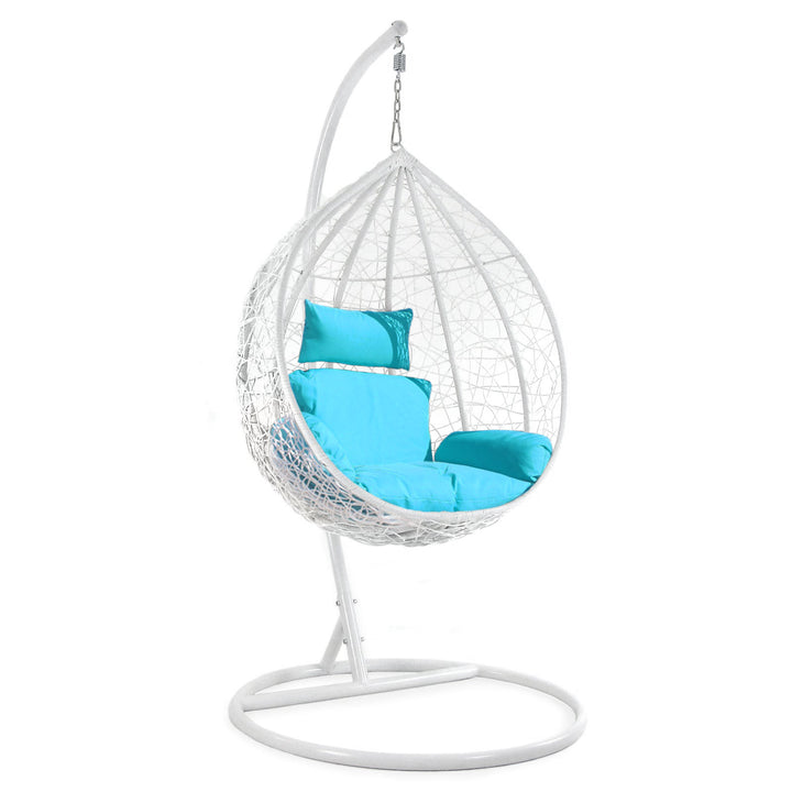 Faustino Single Seater Hanging Swing With Stand For Balcony , Garden Swing (White)