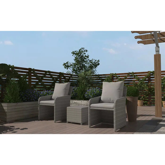 Meino Outdoor Patio Seating Set 2 Chairs and 1 Table Set