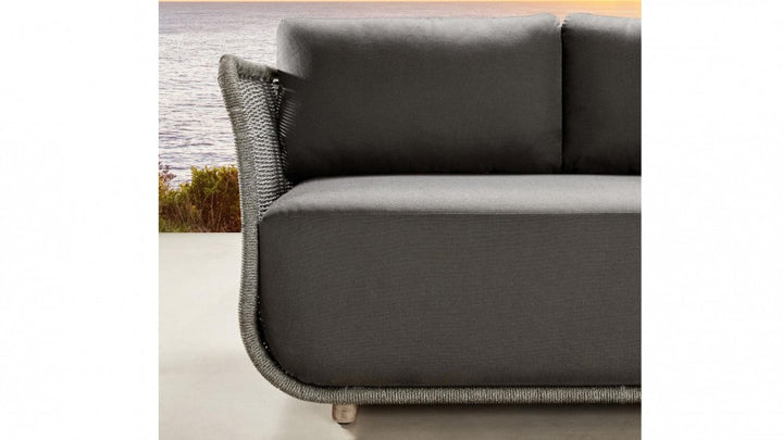 Rocco Outdoor Sofa 3 Seater, 2 Single Seater (Dark Grey) Braided & Rope