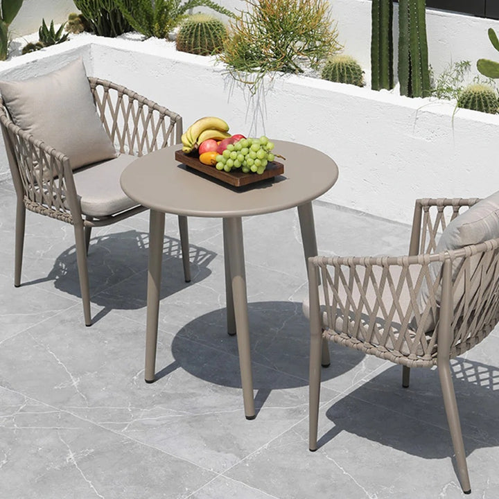 Ayla Outdoor Patio Seating Set 2 Chairs and 1 Table Set (Beige) Braided & Rope
