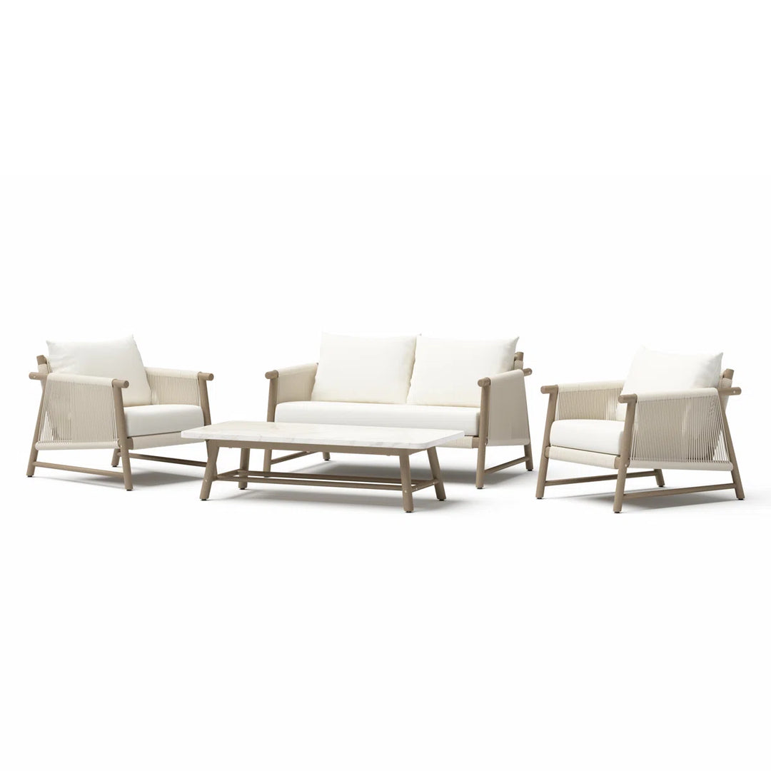Alfi Outdoor Sofa Set 2 Seater, 2 Single seater and 1 Center Table Braided & Rope (Cream)