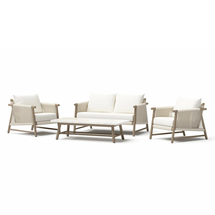 Alfi Outdoor Sofa Set 2 Seater, 2 Single seater and 1 Center Table Braided & Rope (Cream)