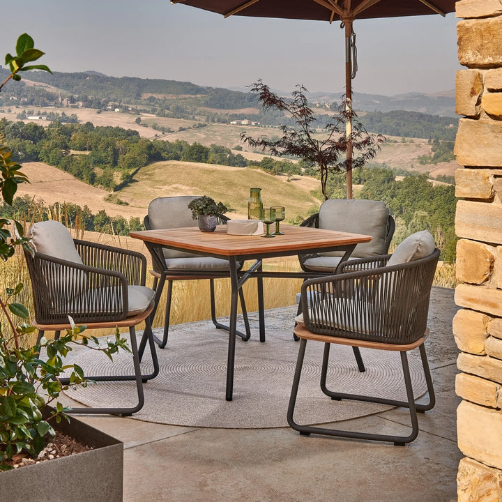 Goen Outdoor Patio Seating Set 4 Chairs and 1 Table Set (Grey)