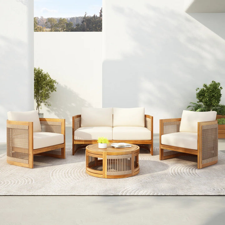 Exano Outdoor Sofa Set 2 Seater, 2 Single seater and 1 Center Table Braided & Rope