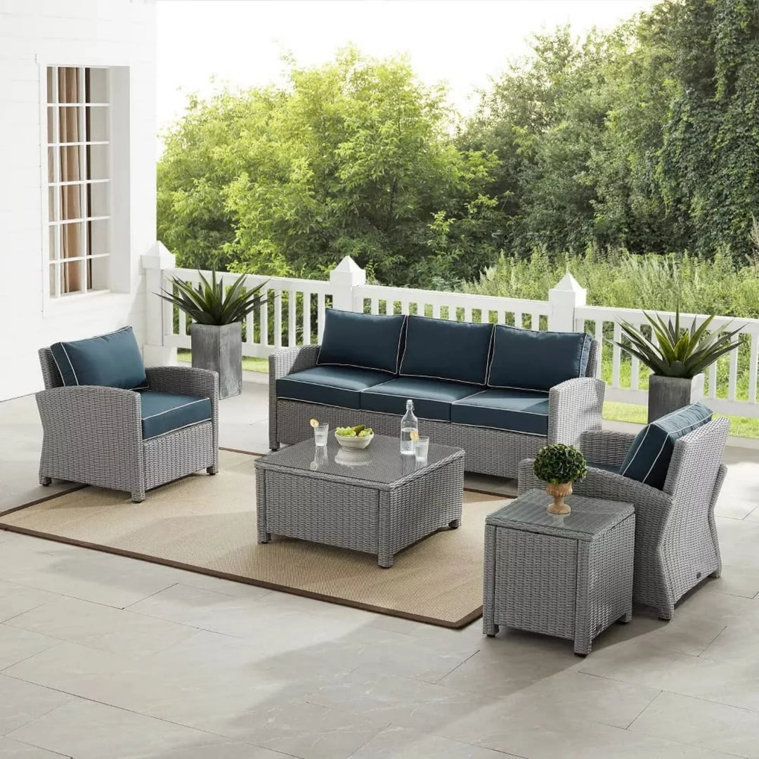 Krane Outdoor Garden Balcony Sofa Set 3 Seater, 2 Single seater, 1 Side table and 1 Center Table Conversation Set (Grey)