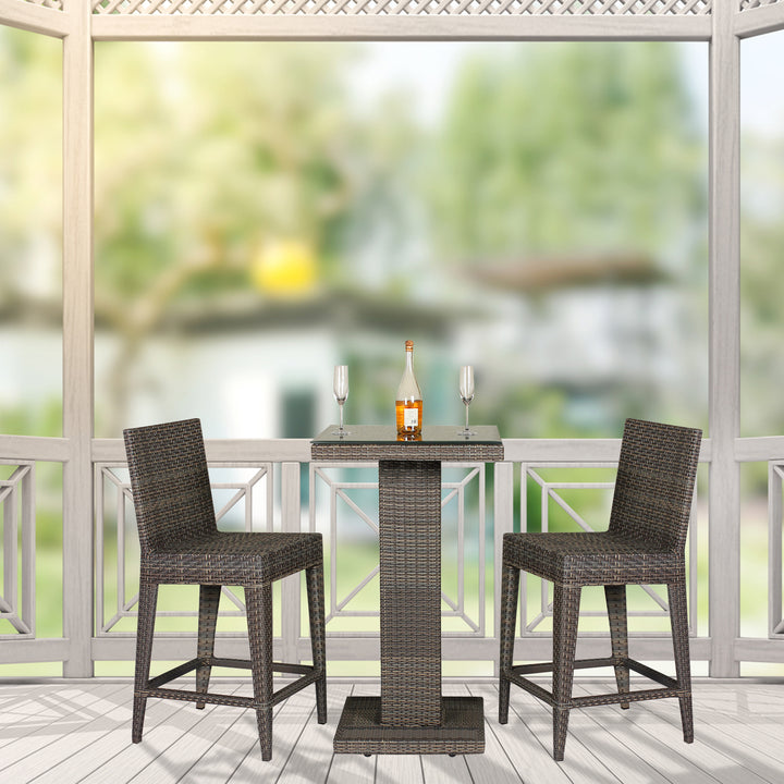 Meier Outdoor Patio Bar Sets 2 Chairs and 1 Table (Capicano)