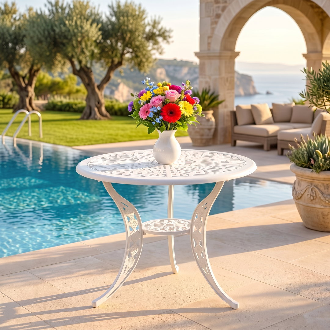 Evita Cast Aluminium Garden Patio 1 Table Set