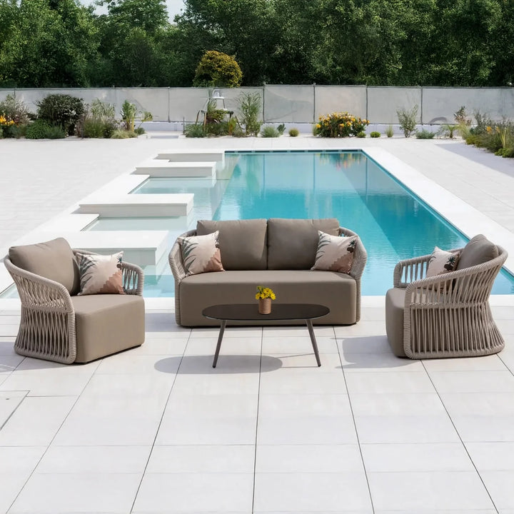 Thoma Outdoor Garden Balcony Sofa Set 2 Seater , 2 Single Seater 1 Center Table Set, Braid & Rope