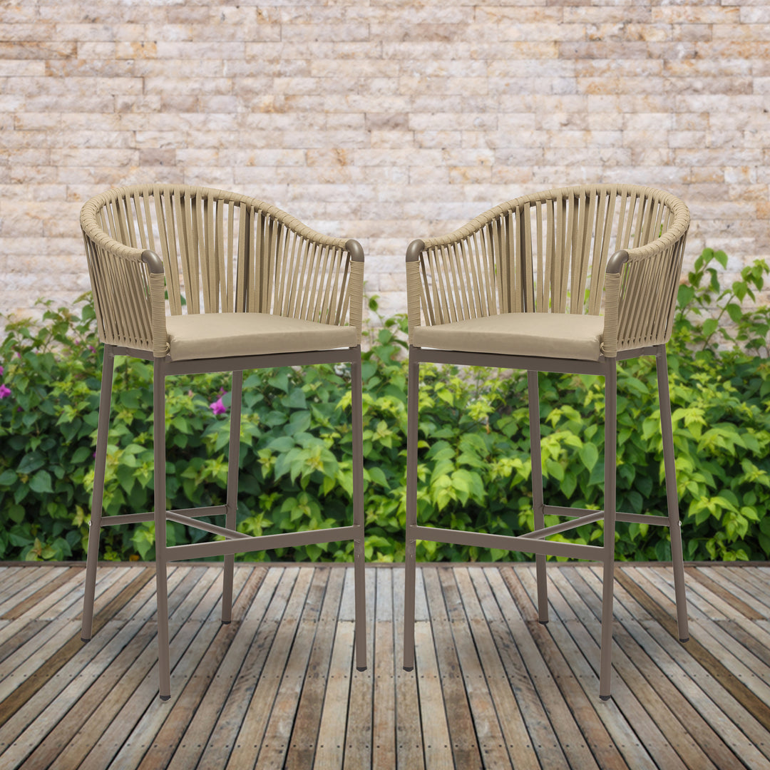 Alp Outdoor Patio Bar Chair 2 Chair For Balcony Braided & Rope