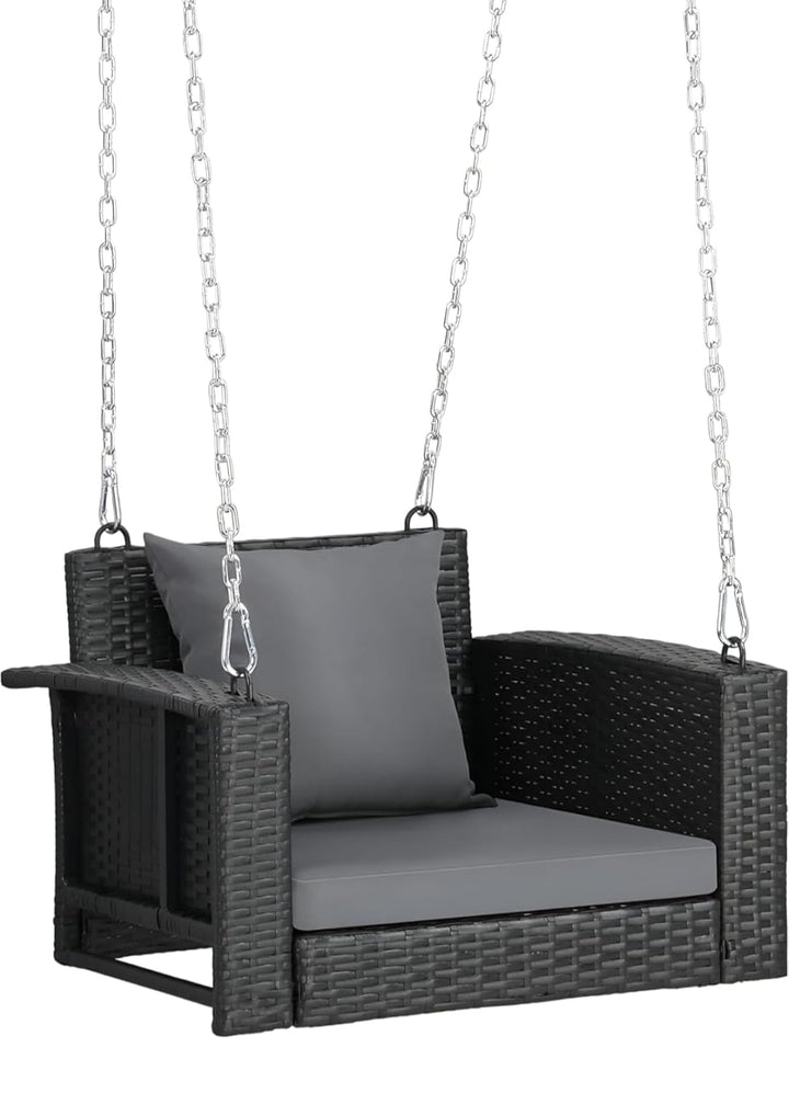 Trellis Single Seater Hanging Swing Without Stand For Balcony, Garden Swing (Black)