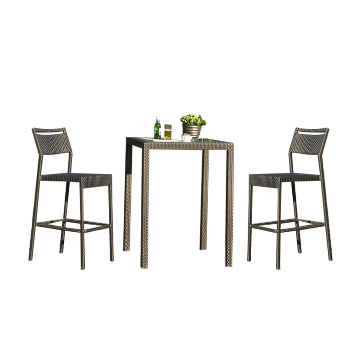 Sibylle Outdoor Patio Bar Sets 2 Chairs and 1 Table (Grey)