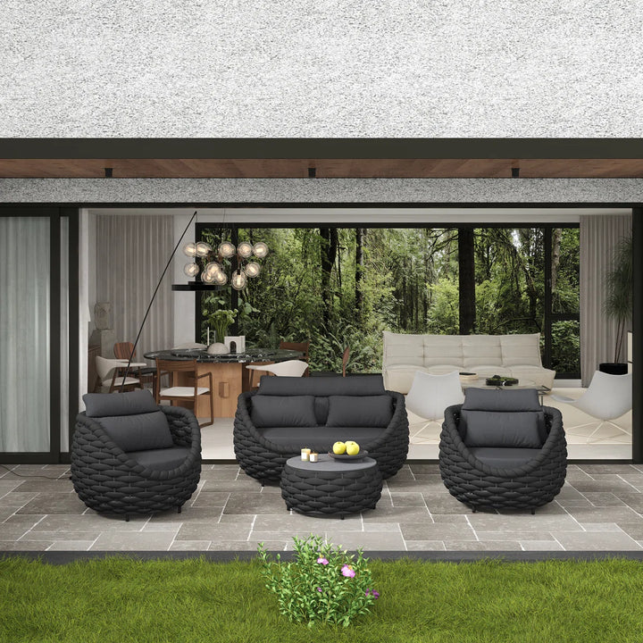 Equo Outdoor Sofa Set 2 Seater, 2 Single seater and 1 Center Table Braided & Rope