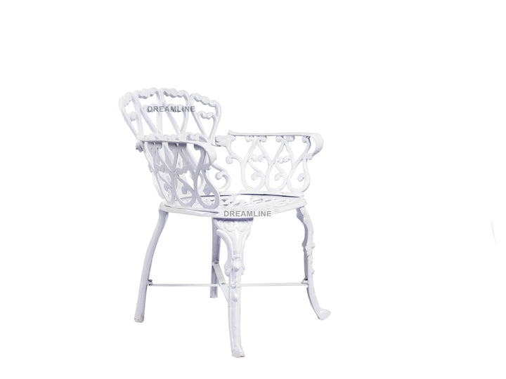 Rudi Cast Aluminium Garden Patio Seating 4 Chair and 1 Table Set (White)