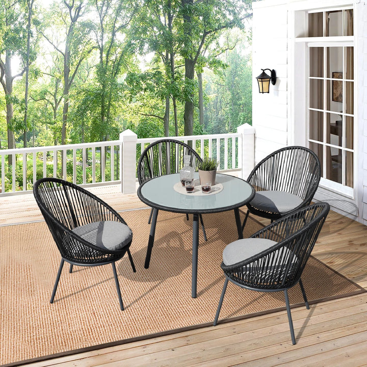 Votion Outdoor Patio Seating Set 4 Chairs and 1 Table Set (Black)