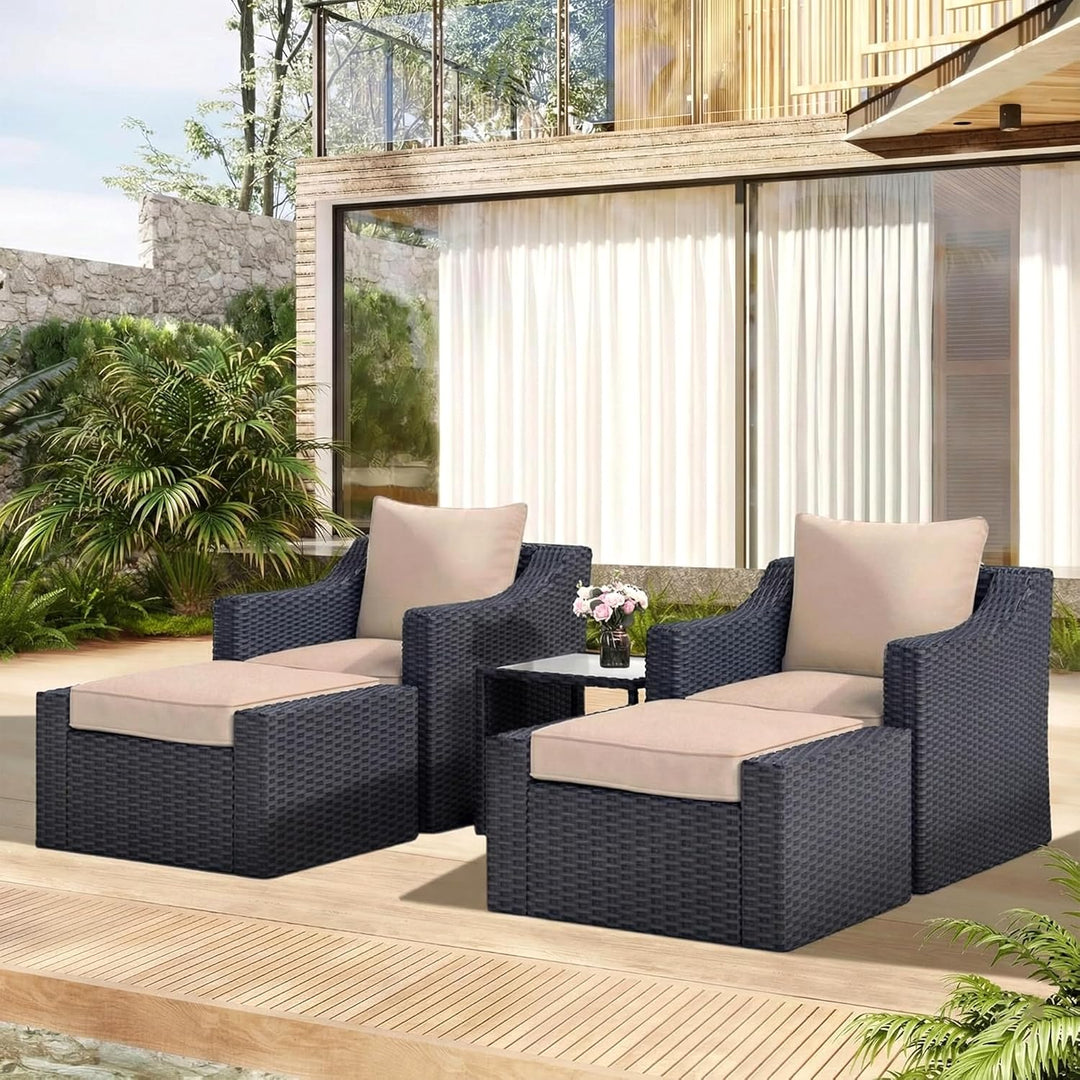 Allesi Outdoor Patio Sofa Set 2 Single Seater , 2 ottoman and 1 Center Table Set (Black)