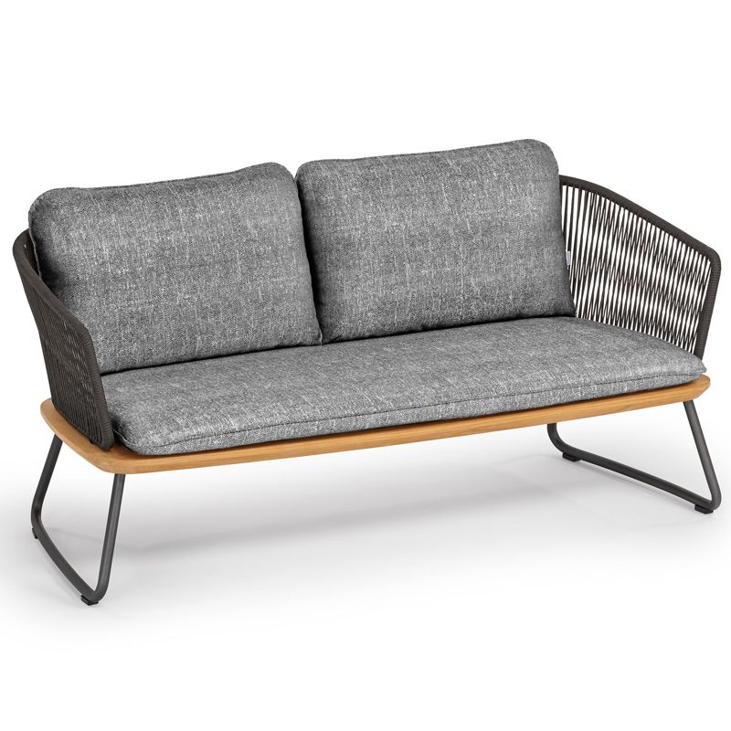 Reevo Outdoor Garden Balcony Sofa Set 2 Seater , 2 Single Seater 1 Center Table Set (Dark Grey) Braided and Rope