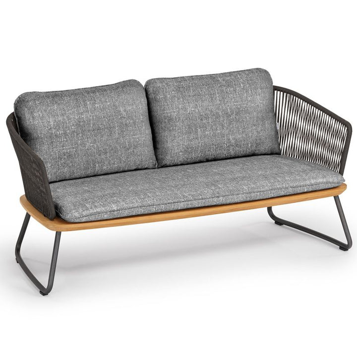 Reevo Outdoor Garden Balcony Sofa Set 2 Seater , 2 Single Seater 1 Center Table Set (Dark Grey) Braided and Rope