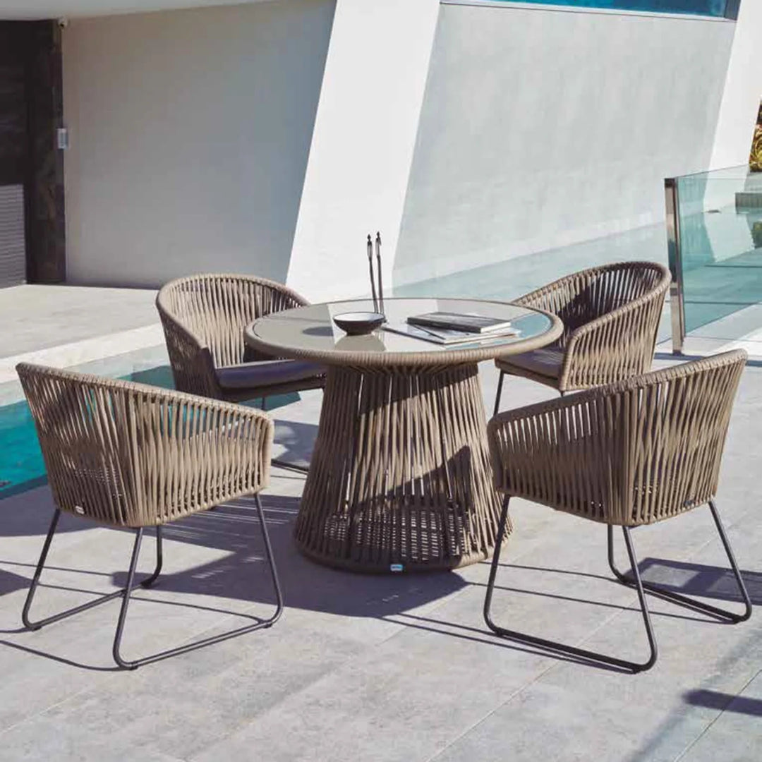 Vita Outdoor Garden Patio Dining Set 4 Chairs and 1 Table Set (Grey) Braided & Rope