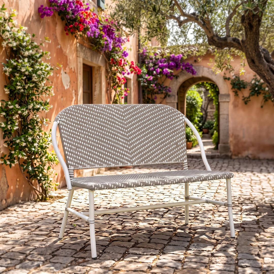 Conti Wicker 2 Seater Garden Bench for Outdoor Park