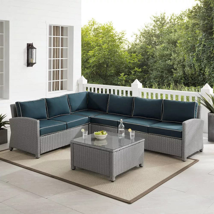 Estio  Outdoor Patio Sofa Set 4 Seater and 1 Table With 1 Ottoman Set (Grey)
