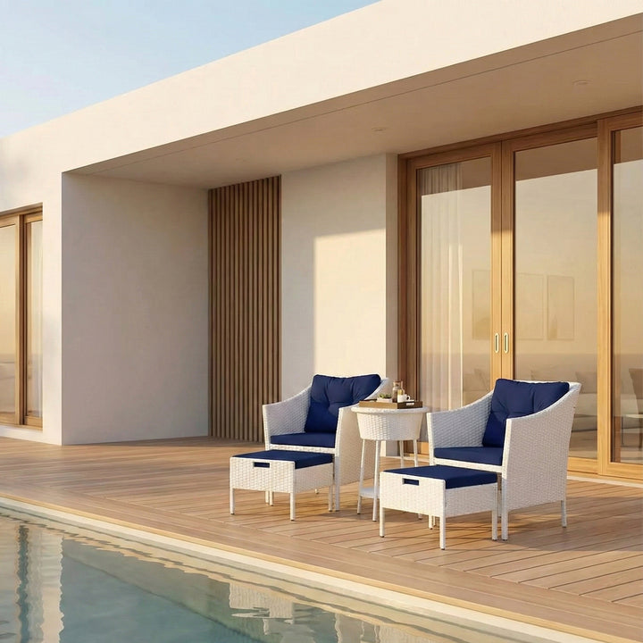 Karli Outdoor Sofa Set  2 Single seater with 2 ottoman and 1 Center Table (White)