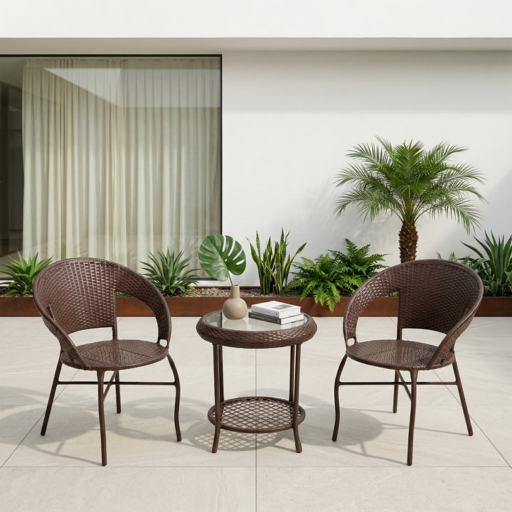 Riva Outdoor Patio Seating Set 2 Chairs and 1 Table Set