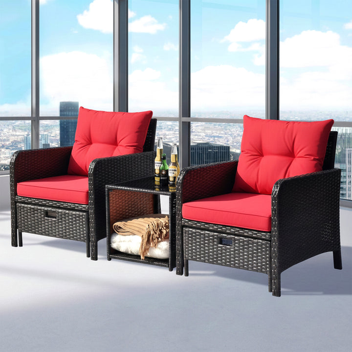Sofani  Outdoor Sofa Set  2 Single seater with 2 ottoman and 1 Center Table (Black)