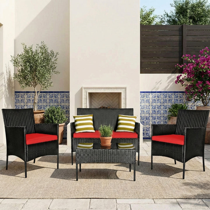 Aaru Outdoor Sofa Set 2 Seater , 2 Single seater and 1 Center Table Set (Black)