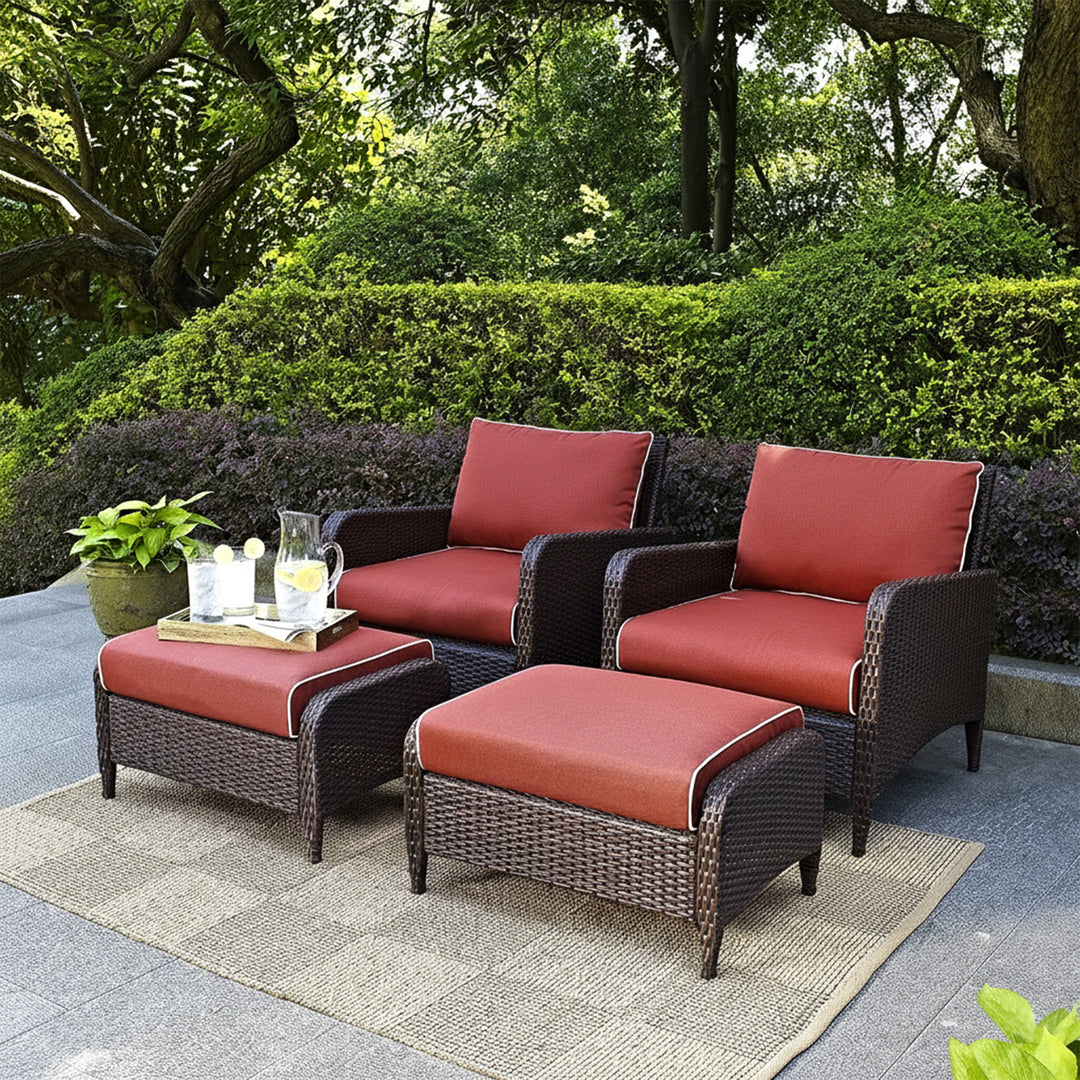 Propria Outdoor Sofa Set  2 Single seater with 2 ottoman  (Brown)