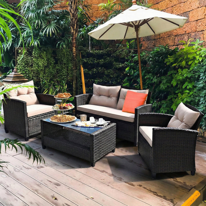 Amada Outdoor Sofa Set 2 Seater , 2 Single seater and 1 Center Table (Brown)