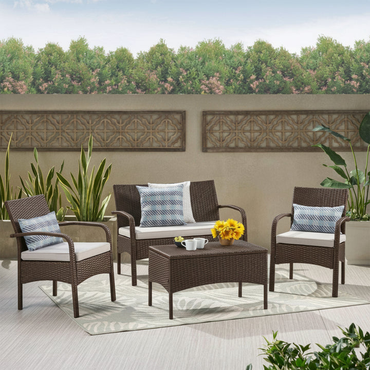 Canapa Outdoor Sofa Set 2 Seater , 2 Single seater and 1 Center Table Set (Brown)