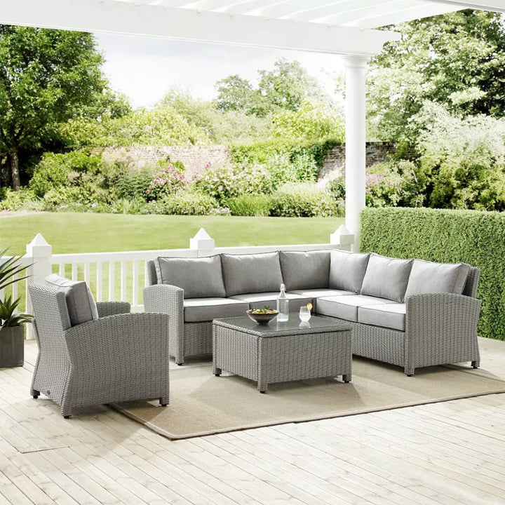 Nimbia Outdoor Patio Sofa Set 4 Seater and 1 Table With 1 Ottoman Set (Grey)