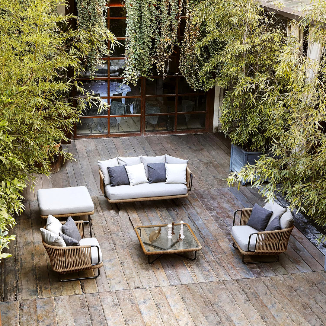 Kenly Outdoor Sofa Set 2 Seater, 2 Single seater and 1 Center Table with ottoman (Beige) Braided & Rope
