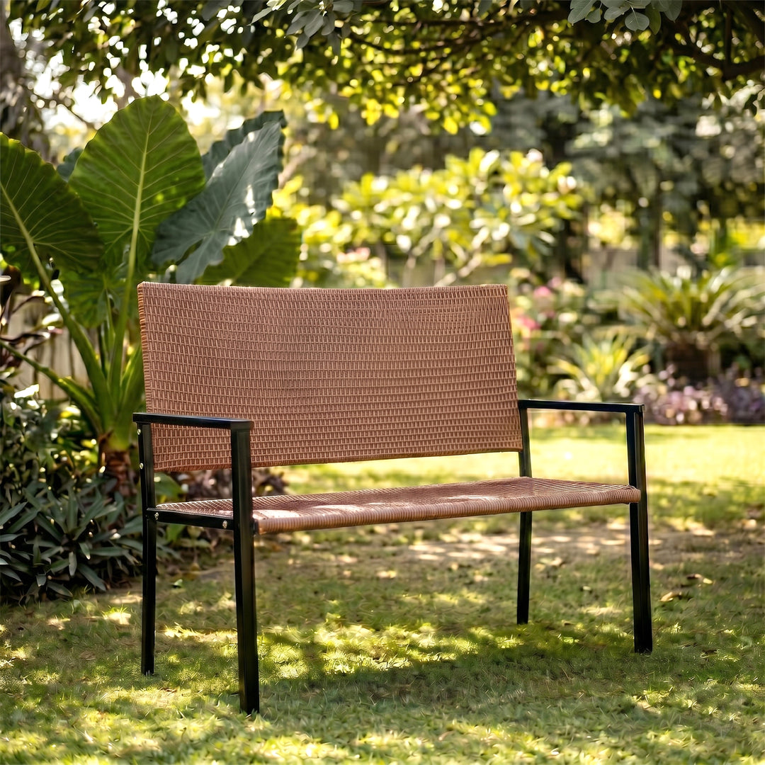 Gemma Wicker 2 Seater Garden Bench for Outdoor Park - (Honey)