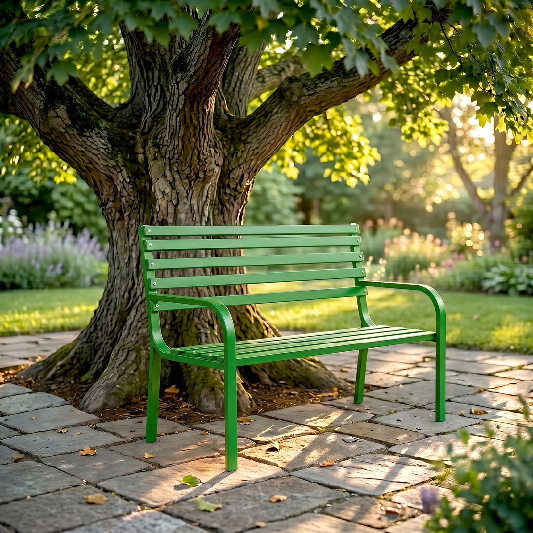 Corp Metal 2 Seater Garden Bench for Outdoor Park - (Green)