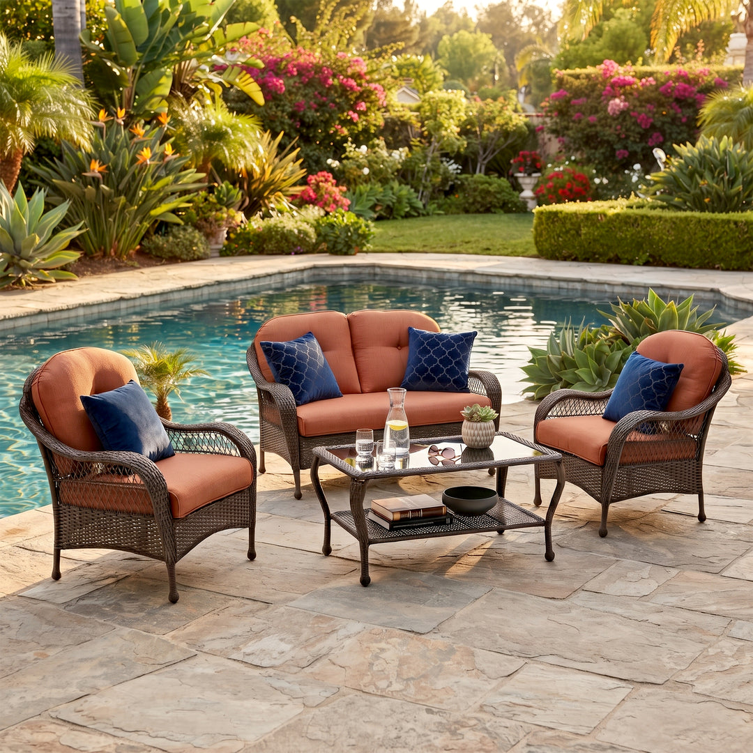 Dona Outdoor Sofa Set 2 Seater, 2 Single seater and 1 Center Table (Dark Brown)