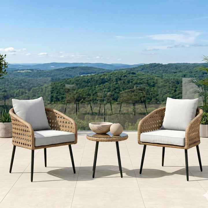 Yuri Outdoor Patio Seating Set 2 Chairs and 1 Table Set (Honey)