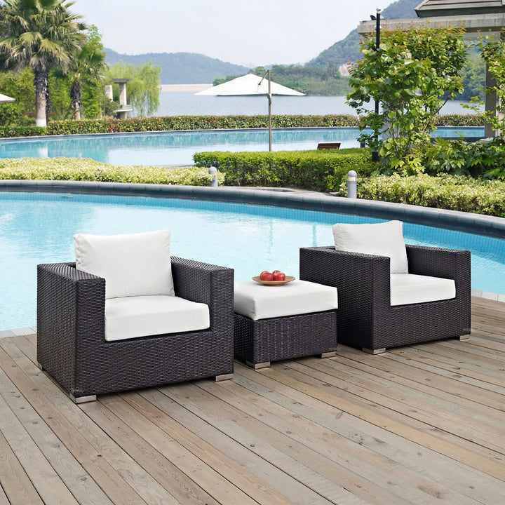 Cotta Outdoor Sofa Set 2 Single seater and 1 Ottoman (Brown + White)