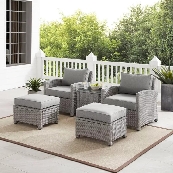 Reunica Outdoor Sofa Set  2 Single seater with 2 ottoman and 1 Center Table (Grey)
