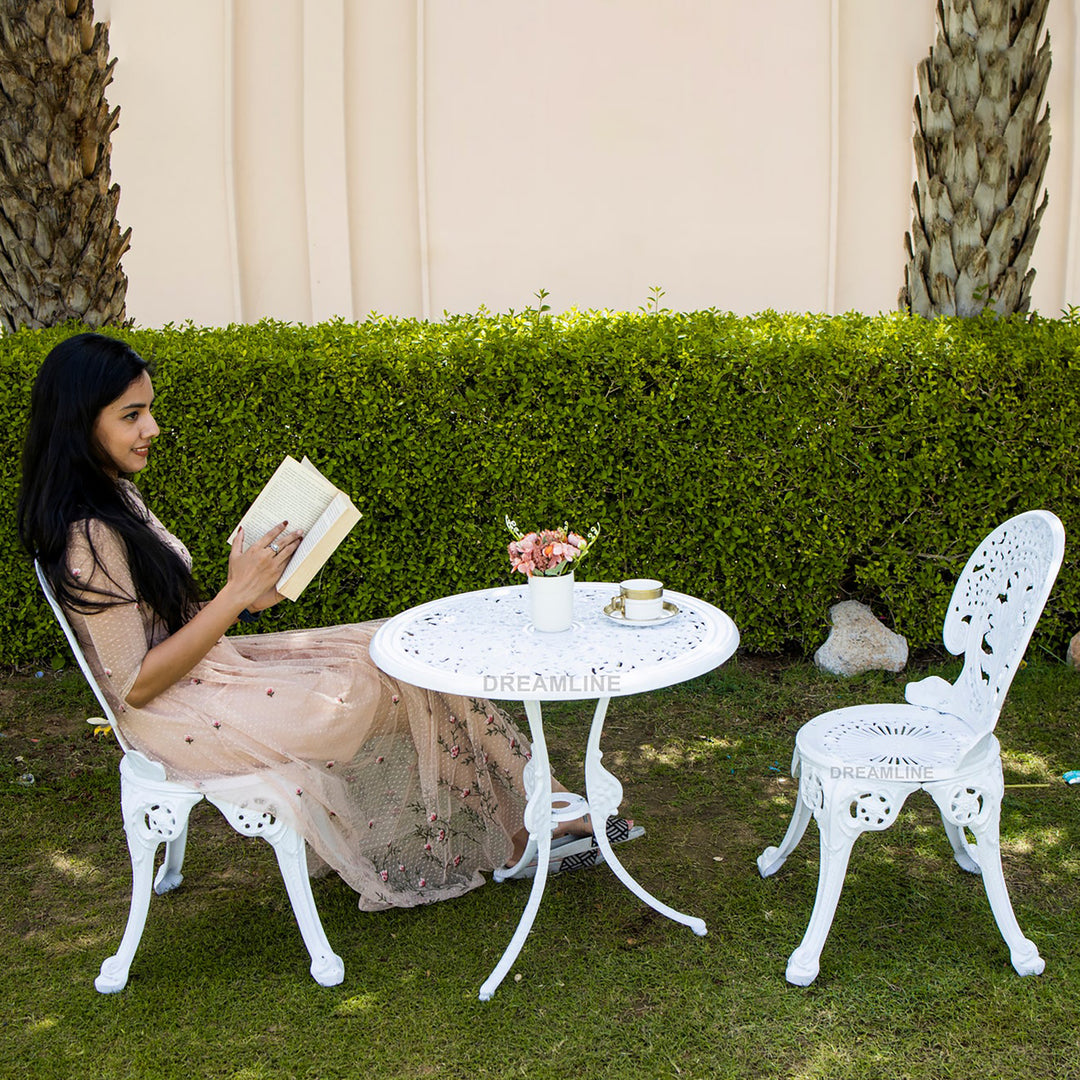 KIYA Cast Aluminium Garden Patio Seating 2 Chair and 1 Table Set