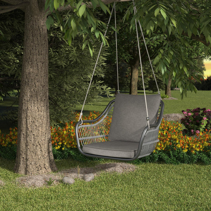 Felice Single Seater Hanging Swing Without Stand For Balcony , Garden Swing (Grey)