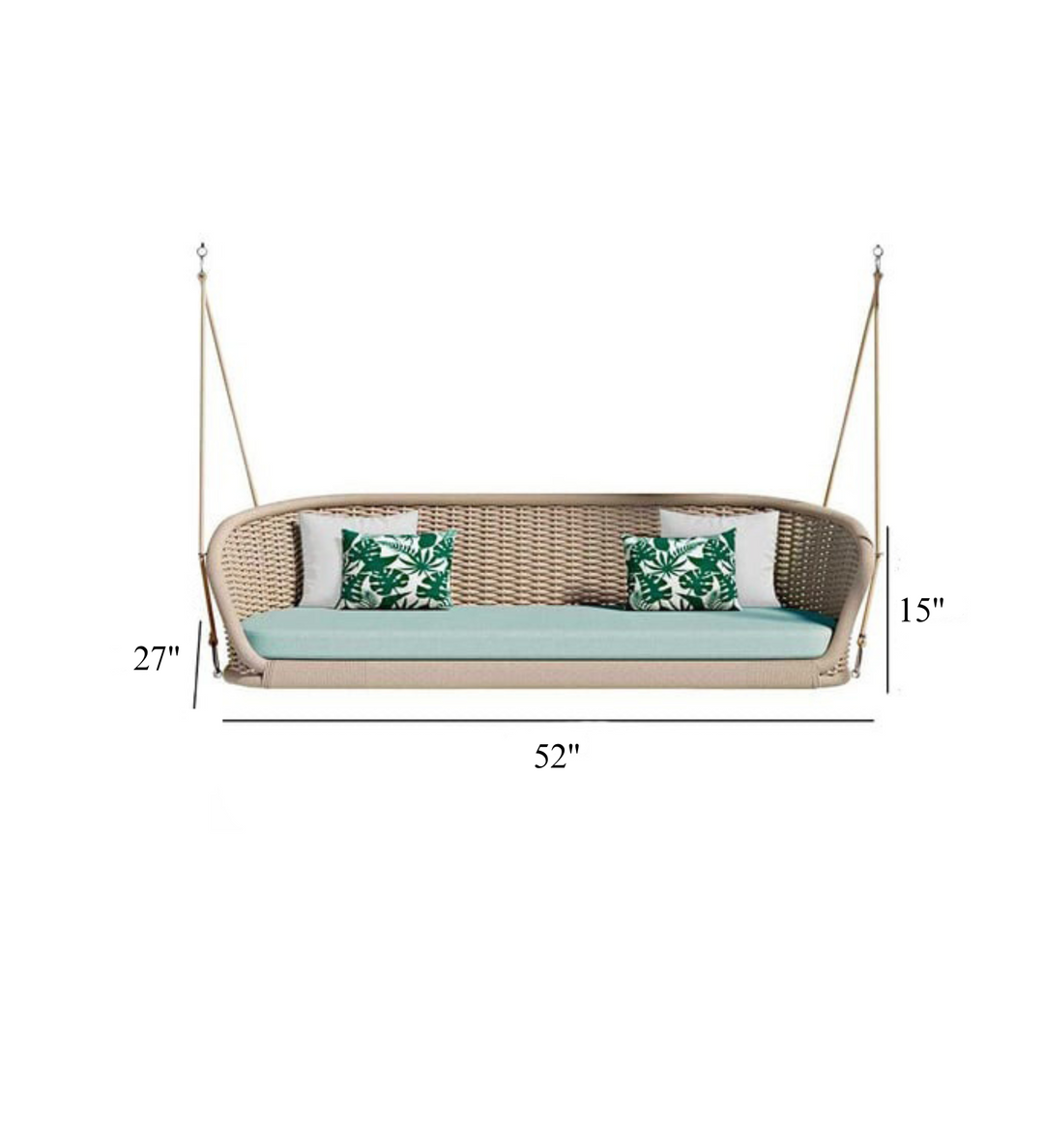 Hoshin Double Seater Hanging Swing Without Stand For Balcony , Garden Swing (Cream) Braided & Rope