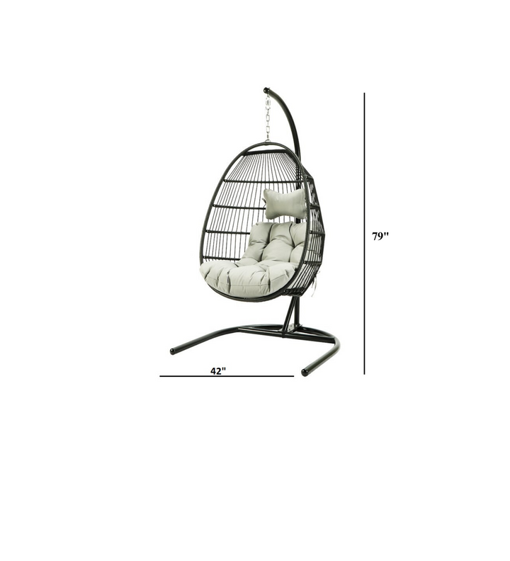 Canali Single Seater Hanging Swing With Stand For Balcony , Garden Swing (Black)