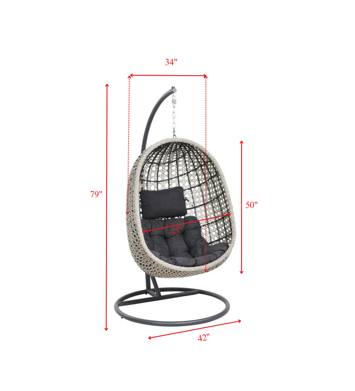 Rodolfo Single Seater Hanging Swing With Stand For Balcony , Garden Swing (Grey)