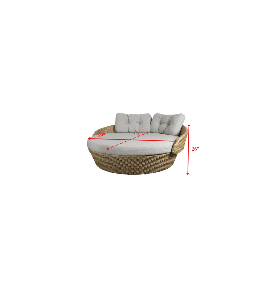 Borroni Outdoor Poolside Sunbed With Cushion Daybed (Honey Brown)