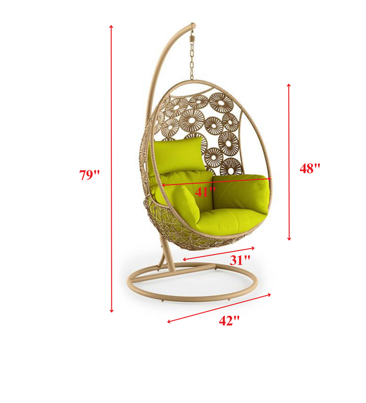 Noemi Single Seater Hanging Swing With Stand For Balcony , Garden Swing (Cream)