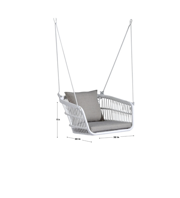 Yeta Single Seater Hanging Swing Without Stand For Balcony , Garden Swing (White)