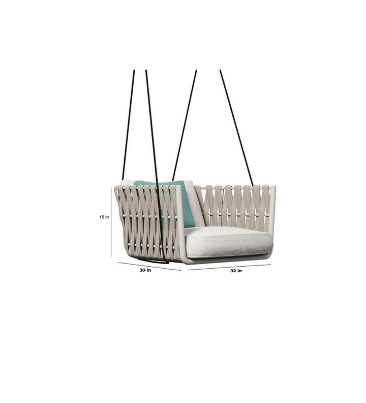 Zenzi Single Seater Hanging Swing Without Stand For Balcony , Garden Swing (Beige) Braided & Rope