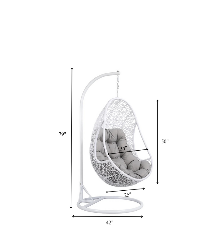 Lothario Single Seater Hanging Swing With Stand For Balcony , Garden Swing (White)