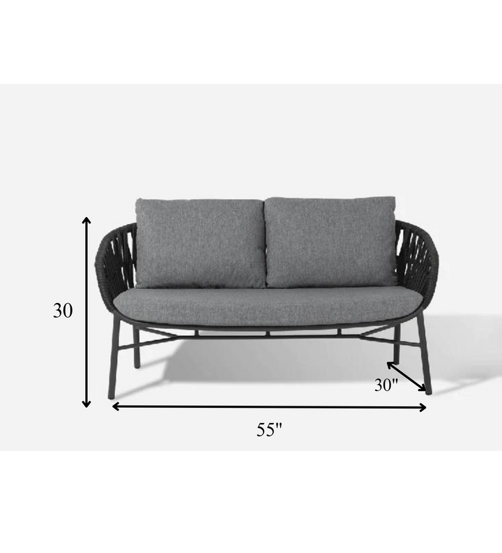 Cafaro Outdoor Sofa Set 2 Seater (Grey) Braided & Rope